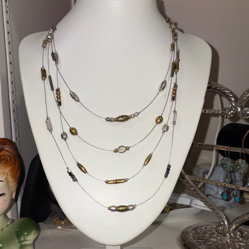 Chico's Gold and Silver Layered Necklace